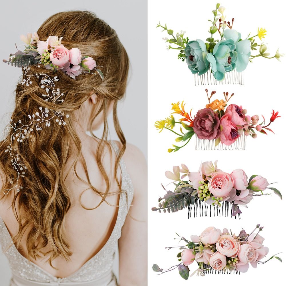 Wedding Supply Store - Flower Hair Comb Elegant Bridal Crystal
