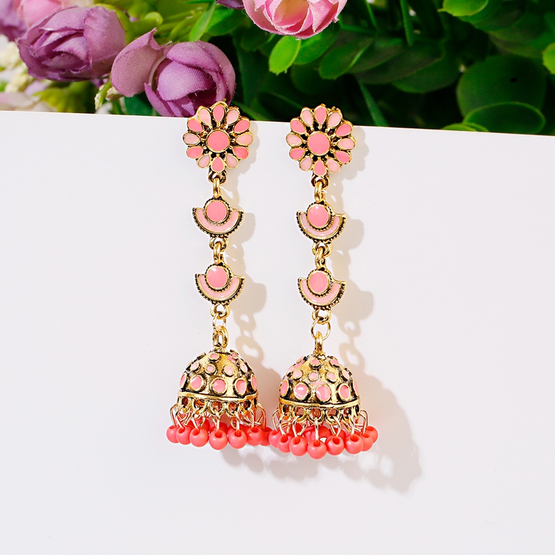 Ethnic Long Pink Flower Jhumka - Indian Wedding Supply review and price