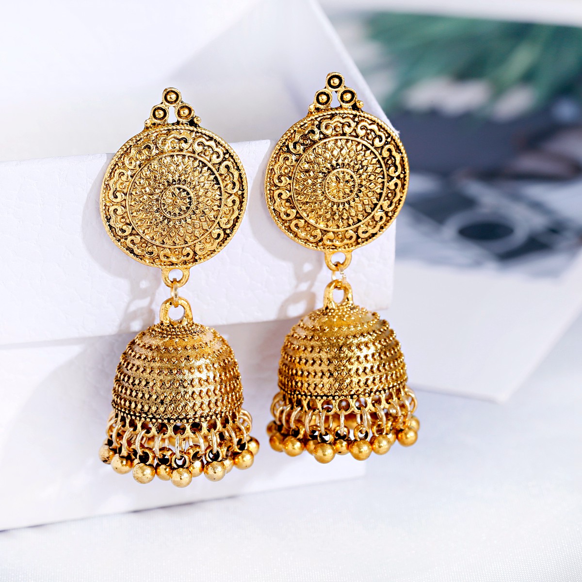 Vintage Ethnic Gold Color Jhum - Indian Wedding Supply review and price