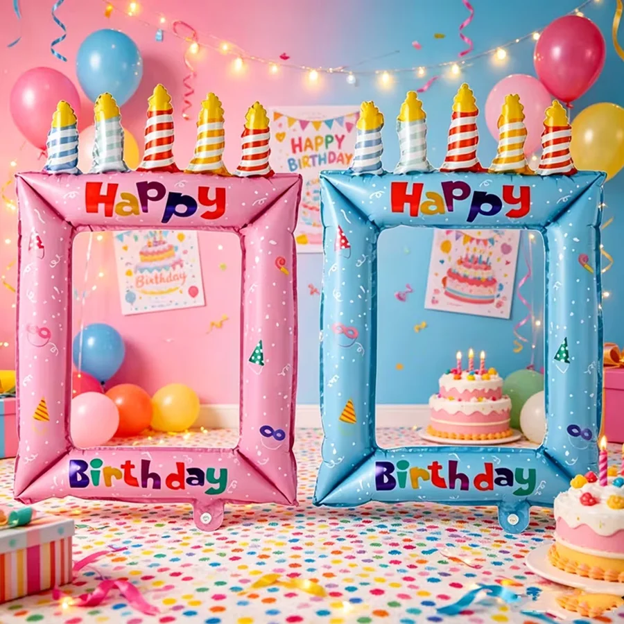 1/2pcs Blue Pink Birthday Phot - Confetti Balloon Set review and price